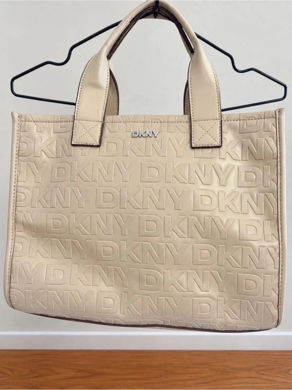 DKNY Embossed Logo Beige Tote